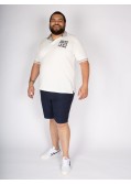 Short chino Bugatti grande taille en coton et lin bleu marine