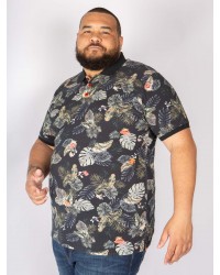 Polo piqué imprimé tropical San Roch grande taille anthracite