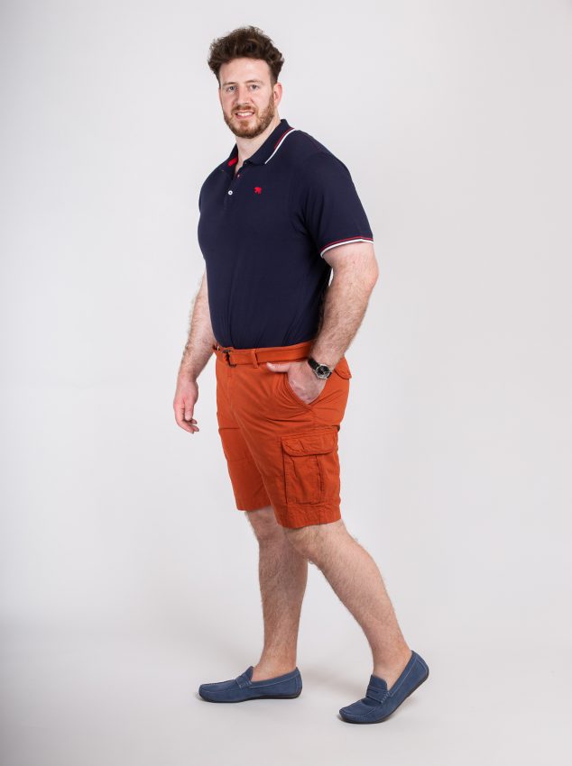 s'habiller cet été - Short cargo orange pour homme grande taille