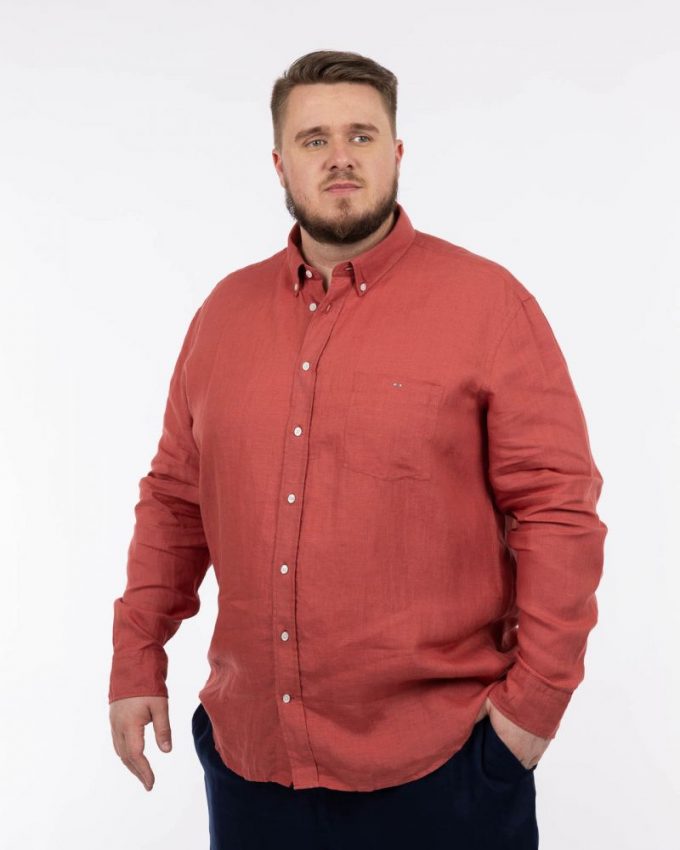 Chemise en lin rouge homme grande taille Eden Park