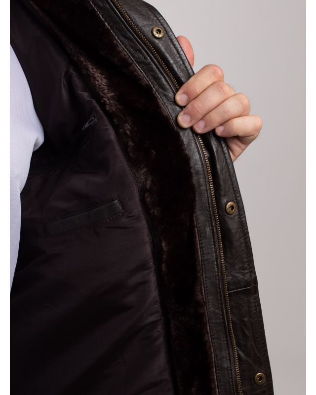 Blouson en cuir marron Land of Heritage homme fort