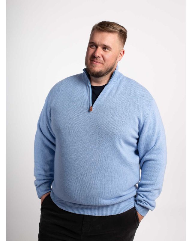 Collection automne - Pull en cachemire grande taille bleu ciel Maneven