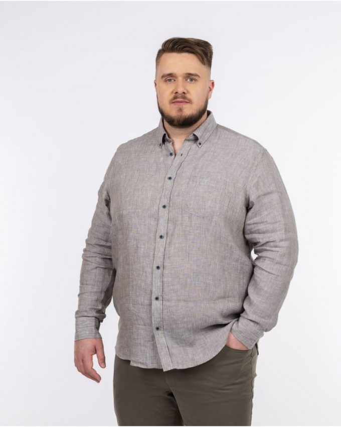 Chemise d'éré homme grande taille en lin gris