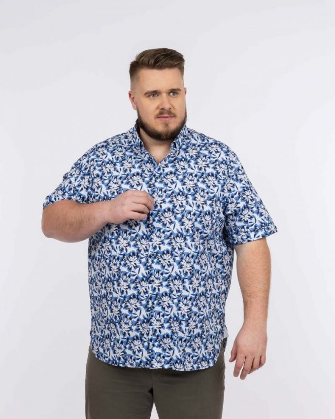 Chemisette fleurie bleu homme grande taille