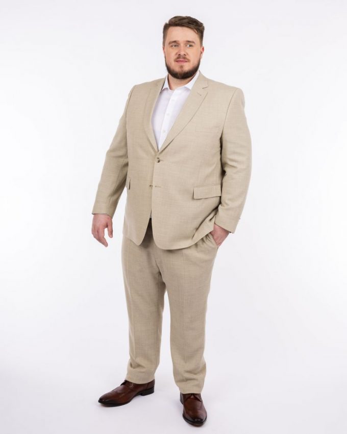 Costume beige en lin homme grande taille pour cet été