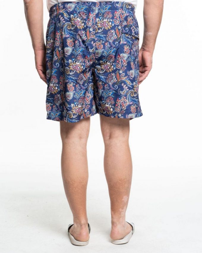 Short de bain fantaisie bleu marine homme été 2024